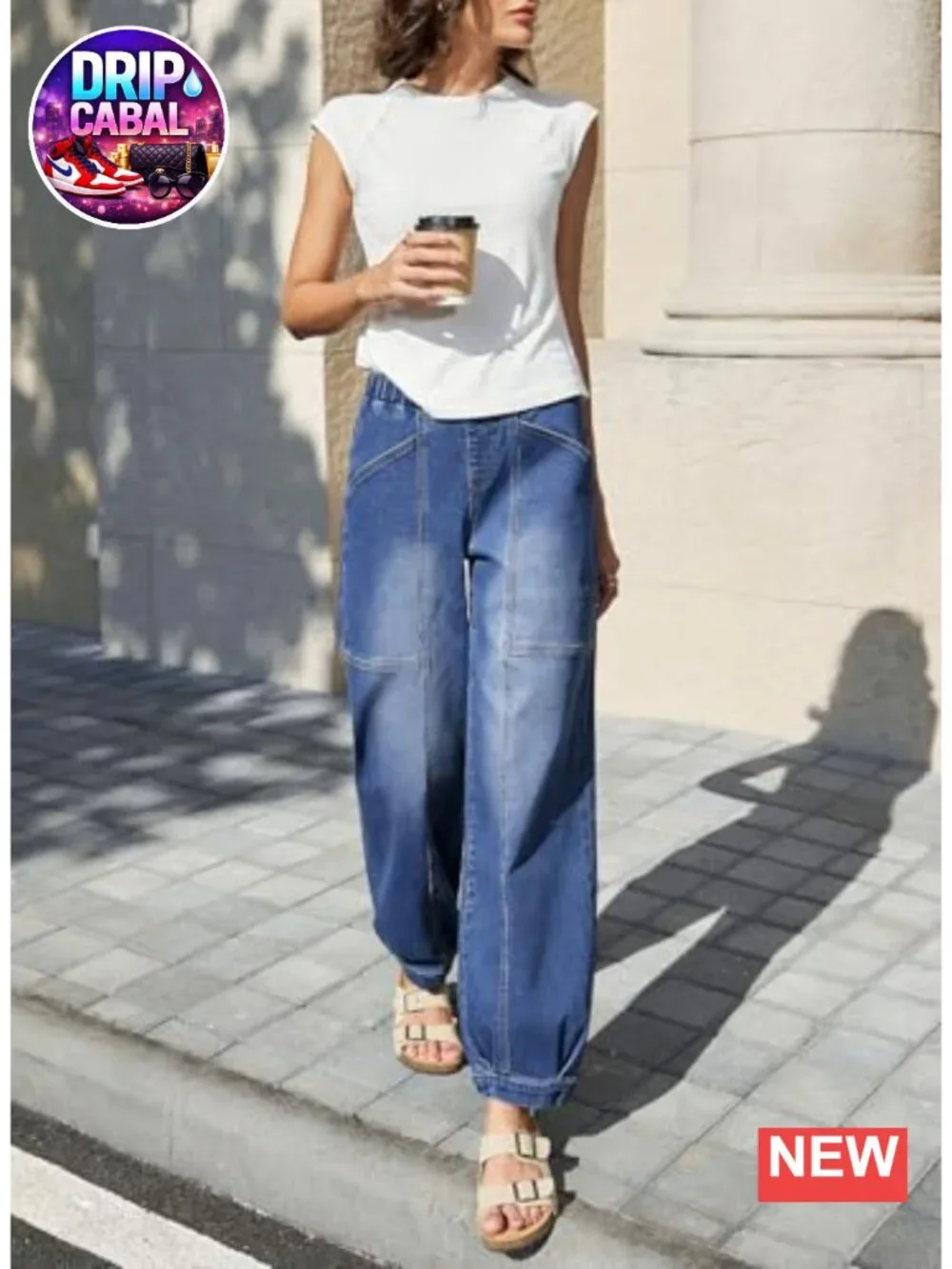 High Waisted Wide Leg Barrel Jeans for Women Trendy Stretchy
